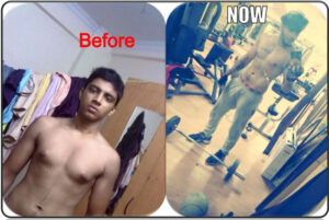 Young man skinny fat to fit transformation