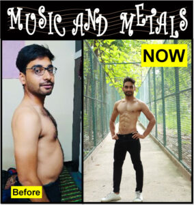 Young man skinny fat to six pack transformation